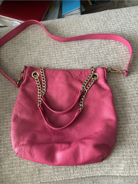 Michael Kors Handbags - Michael Kors Hot Pink Leather Shoulder Bag with Gold Chain